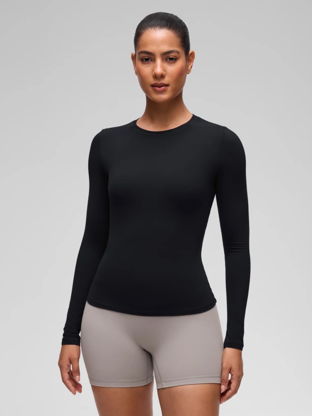 CRZ YOGA Softembrace
Tight Fit Long Sleeve Shirts Black and White Crewneck 2PACK - Picture 8 of 9